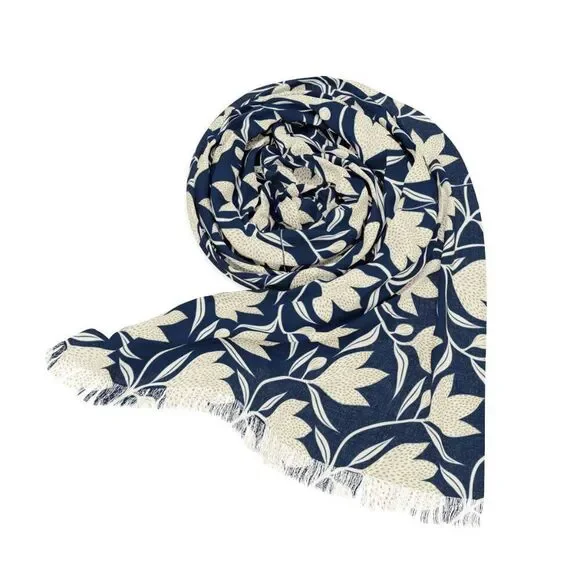 NWT Porter Anna- Navy & Gold Women's Scarf in Magnolia - Picture 3 of 5